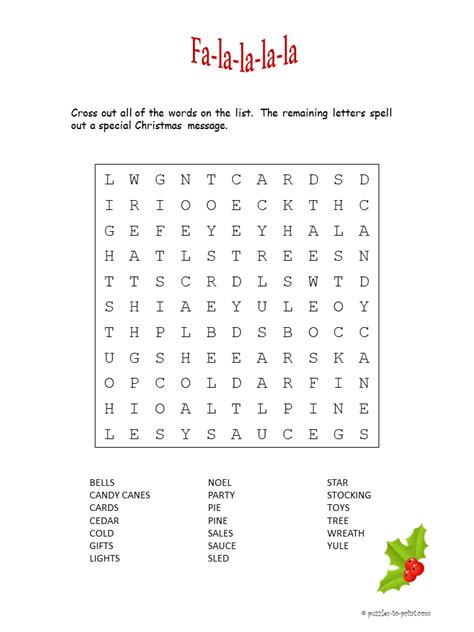 200 free online brain games. Fa la la la Word Search - A Printable Christmas Puzzle | Christmas puzzle, Christmas messages ...