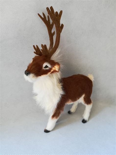 Plastic Furs Reindeer About 22x27cm Model Real Life Toy Deer Prop Home Decoration Xmas T