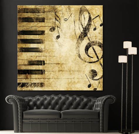 Black White Piano Keys Music Note Canvas Home Fine Wall Art Prints