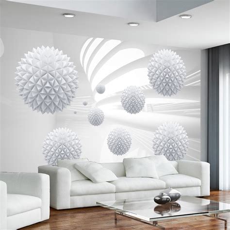 Effet de profondeur dans la chambre à coucher. 3D Wallpaper Modern 3D Spherical Geometry Space Photo ...