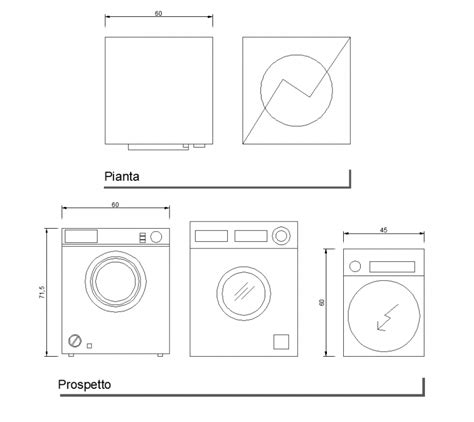 Washing Machine Detail Elevation And Plan Autocad File Cadbull