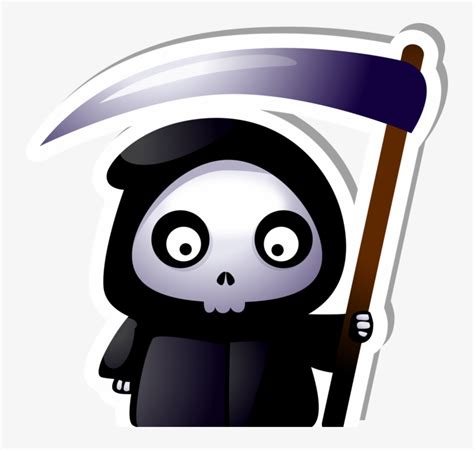 Cute Grim Reaper With Scythe Sticker Cute Grim Reaper Cartoon