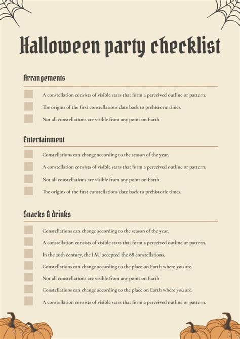 Free Vintage Halloween Party Checklist Template