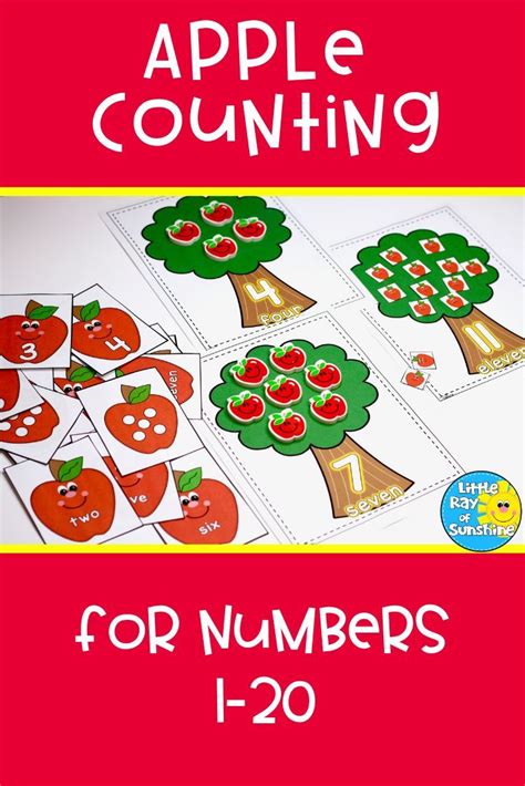 Apple Counting 1 20 Kindergarten Math Activities Numbers Preschool