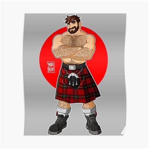 Rose Tribe Muscular Giant Adam Likes Kilts Shirtless Retro Poster For