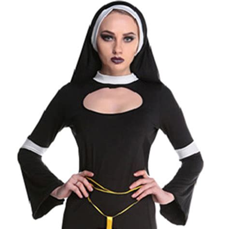 Easter Cosplay Plus Size Black Women Sexy Nun Costume Vinyl Leather