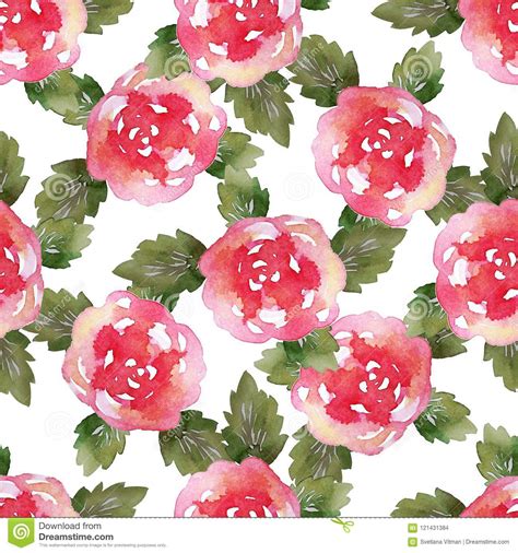 Vintage Floral Seamless Pattern With Rose Flowers And Leaf Print For