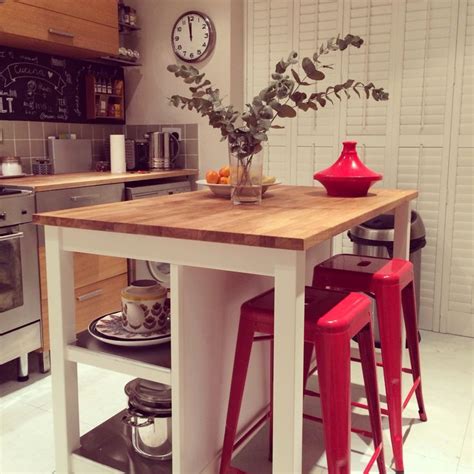 Maybe you would like to learn more about one of these? Stenstorp island from ikea with red stools | Apartment ...