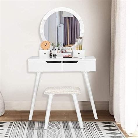 Maybe you would like to learn more about one of these? New Bonnlo Vanity Table Set with Lighted Mirror Round ...