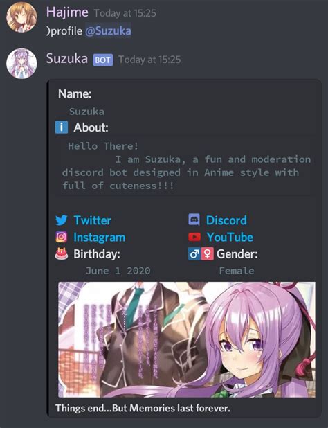 A simple discord bot to display anime quotes from animechan api. Anime Bot Discord Commands / Kashima - Discord bots are a very usefulfeature on the platform ...