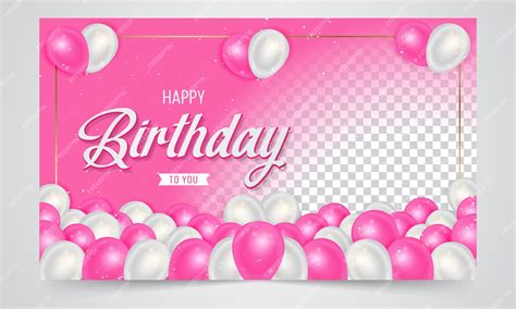 Premium Vector Happy Birthday Banner Design With Pink And White