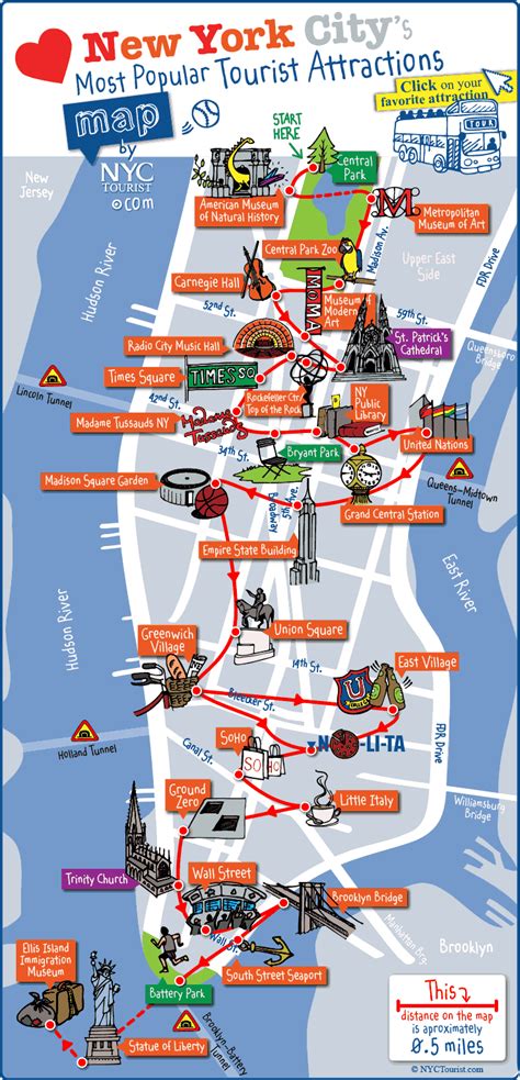 New York City Most Popular Attractions Map