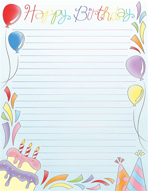 Maybe you would like to learn more about one of these? Free printable Happy Birthday stationery in JPG and PDF formats. The stationery is avail ...