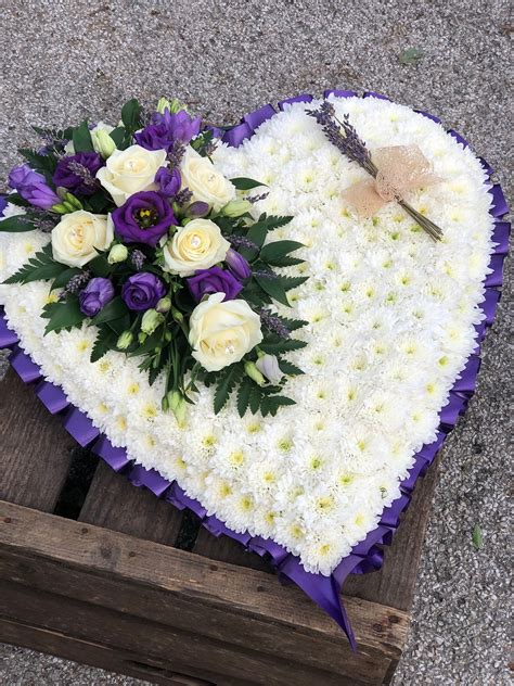 Lavender Based Heart Funeral Flowers Vanilla Blue Flowers