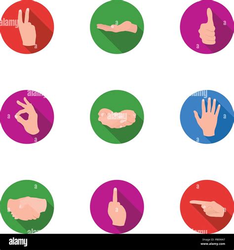 Hand Gestures Set Icons In Flat Style Big Collection Of Hand Gestures Vector Symbol Stock Stock