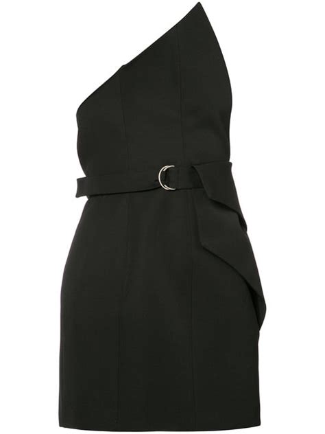 Saint Laurent One Shoulder Mini Dress Skirt Black Modesens