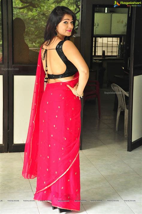 Saree Seduction Ashwini In Pink Saree And Black Backless Blouse