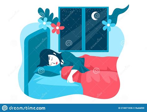 woman sleeping in her bed stock vector illustration of life 210071036