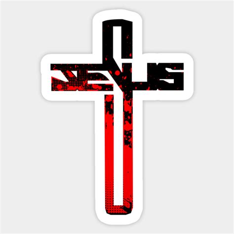 Red And Black Jesus Cross Christian Cross Sticker Teepublic