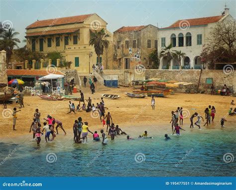 Swimming In The Sea Of Former Slave Island Ile De Goree In Senegal