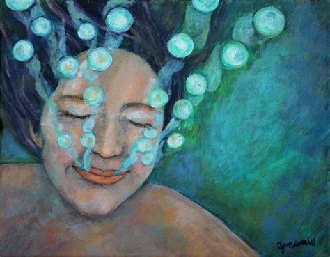 Acrylic Painting Woman Swimming Underwater With Bubbles Spiritart