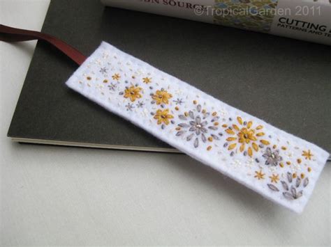 Felt like drawing something pretty. Hand Embroidered Felt Flower Bed Bookmark | Embroidery ...