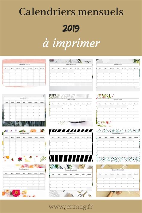 Comment créer un calendrier téléchargé ? Calendriers mensuels 2019 à imprimer | Calendriers ...