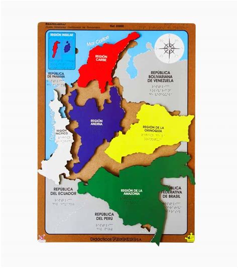 Rompecabezas Mapa Regiones Naturales De Colombia En Braille Didacticos Pinocho