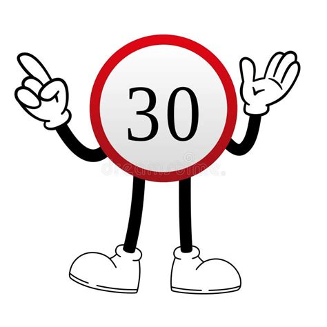 Cute 30 Km Speed Limit Sign Vector Showing Index Hand Shaped Number 1
