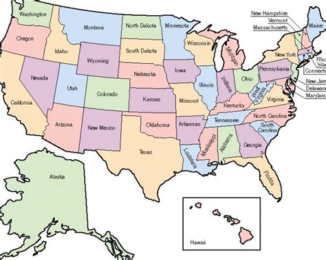 Labeled Map Of Us States