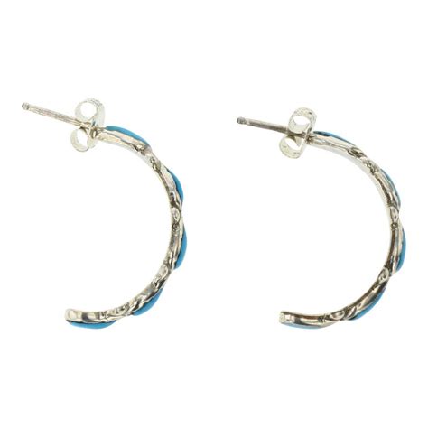 Lot Turquoise Zuni Hoop Earrings