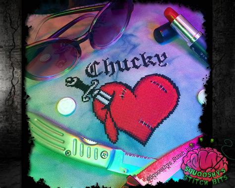 I Heart Chucky Tiffany Tattoo Heart Tattoo Cross Stitch Etsy