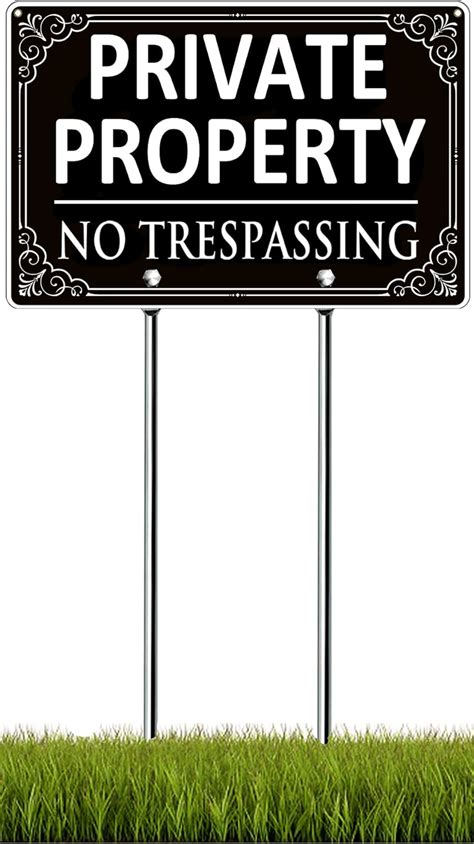 Private Property No Trespassing Sign With Stake Aluminum