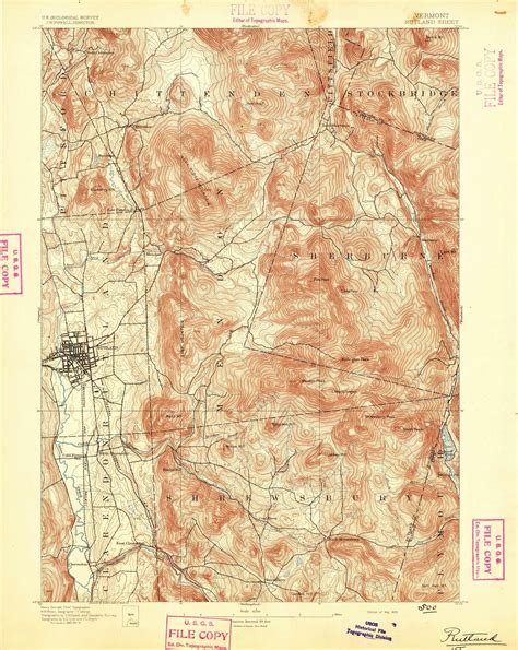 Rutland Vermont 1893 Usgs Old Topo Map Reprint 15x15 Vt Quad 338142