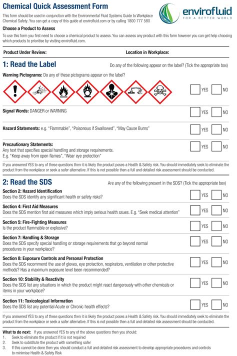 Hazard Identification Chemical Risk Assessment Template