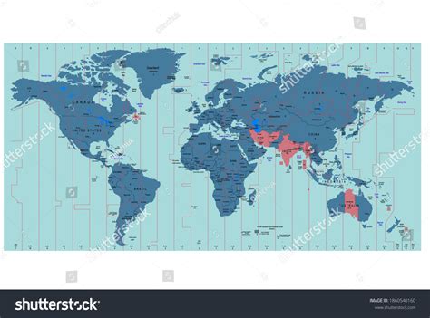 Vector Timezone World Map Color Illustration Stock Vector Royalty Free