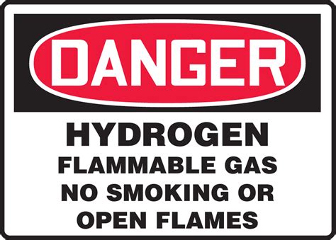 Hydrogen Flammable Gas No Smoking Open Flames OSHA Safety Sign MCHG093