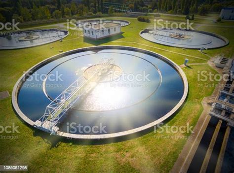 Aerial View To Sewage Treatment Plant Grey Water Recycling And Waste