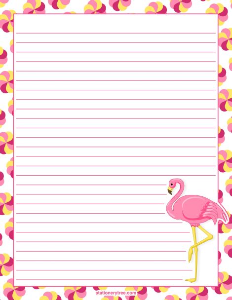 Free printable stationery printable paper printable labels printables page borders design border design borders for paper borders and frames borders free this free, printable border is decorated with pink curlicues and colorful confetti. Printable Flamingo Stationery