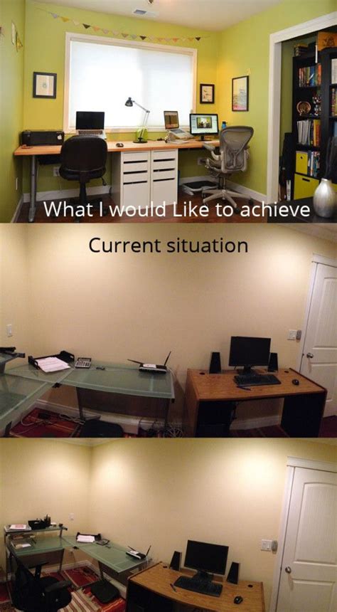 Standing desks can be expensive to purchase but this hack won't cost you more than a 100 dollars and uses source: Hackers Help: How to Create a Long Office Desk with Filing ...
