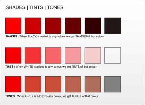 Shades Tints And Tones Explained Visually Red Color Inspiration