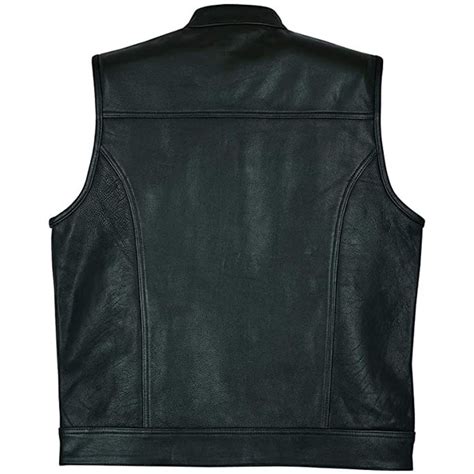 Men Sons Of Anarchy Premium Cowhide Motorcycle Leather Waistcoat Vest Black