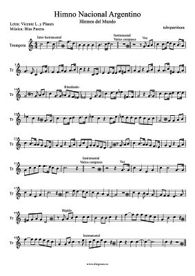 La compra se hace a través del siguiente link: Himno Nacional Argentino partitura para Trompeta Letra de ...