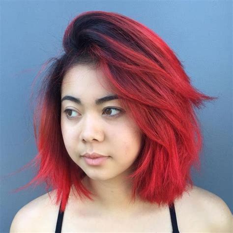 Top 60 Flattering Hairstyles For Round Faces Red Bob Hair Red Ombre