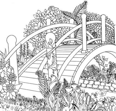 Bridge Over River Relaxing Coloring Page Download Print Or Color