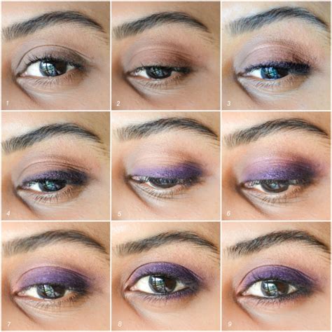 Using an eyeshadow brush, blend in color starting at your lash line, blending up. Weekend Ramblings: Purple Smokey Eyes Makeup Look for Brown Eyes