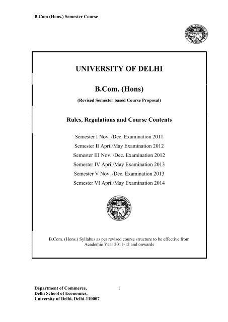 University Of Delhi Hons