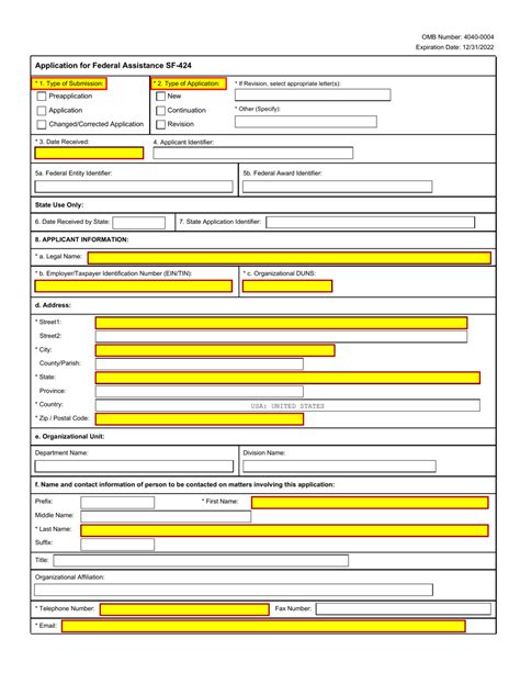 Sf424 Fillable Form Printable Forms Free Online