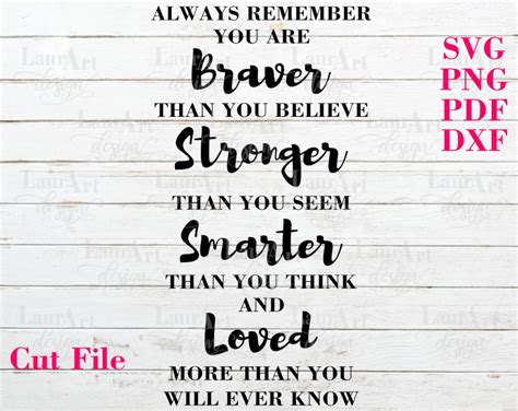 Always Remember Svg You Are Braver Than You Believe Stronger Etsy