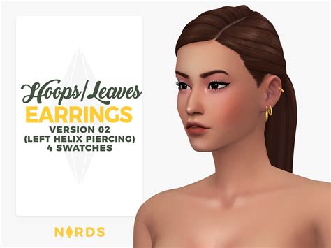 Hoops And Leaves V2 A Sims 4 Cc Earrings